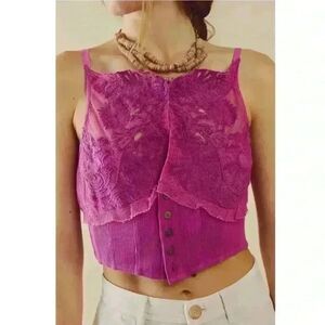 Free People Raspberry Sorbet Have My Heart Corset Top Size Medium